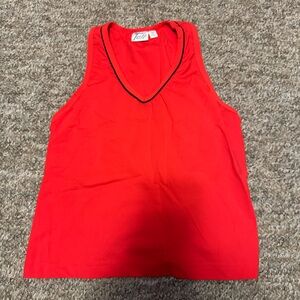 Tail Red V-Neck Sleeveless Tank with Black Trim